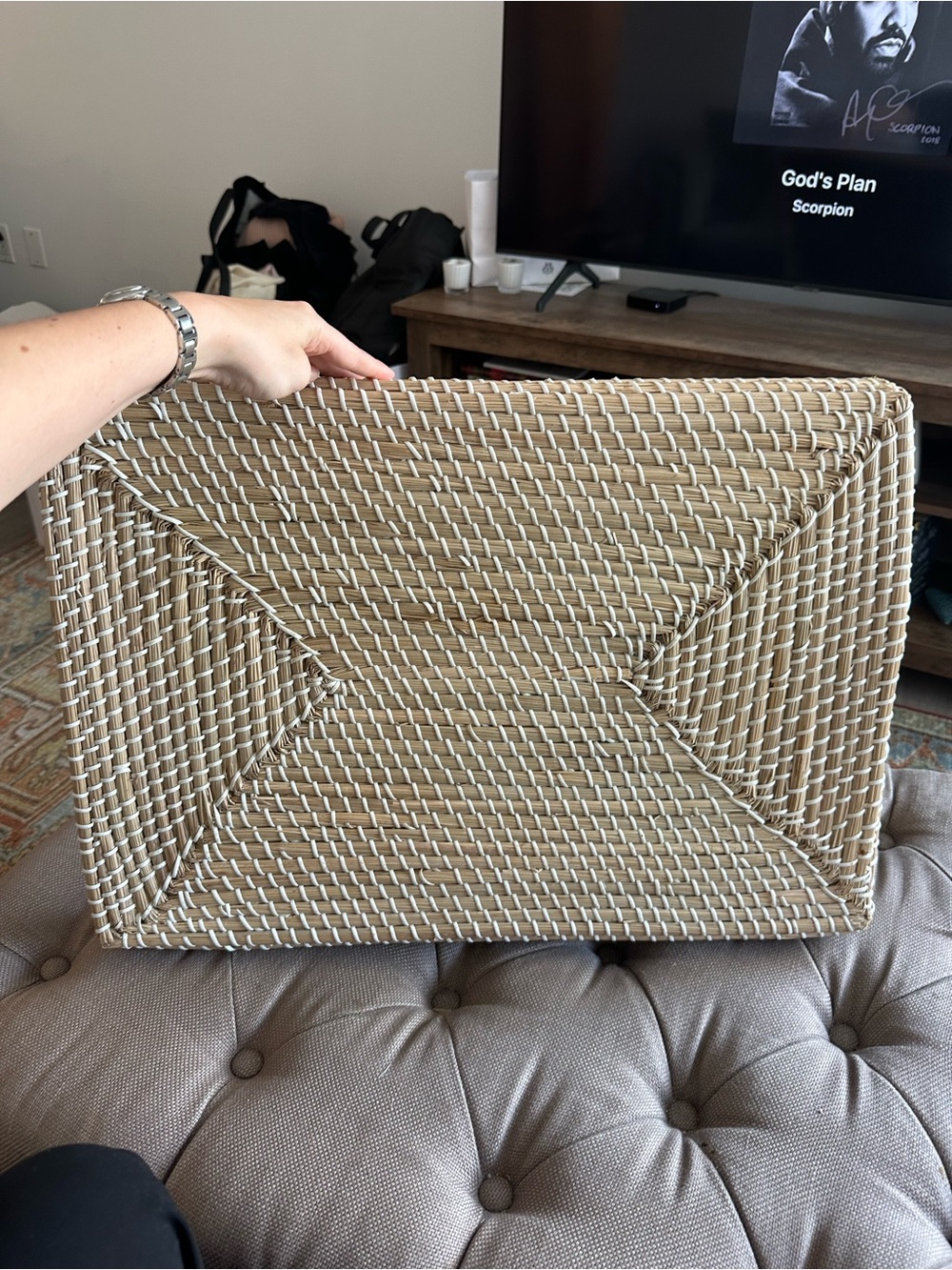 Bamboo Hand Woven Rattan Rectangular Tray - Picture 9 of 13